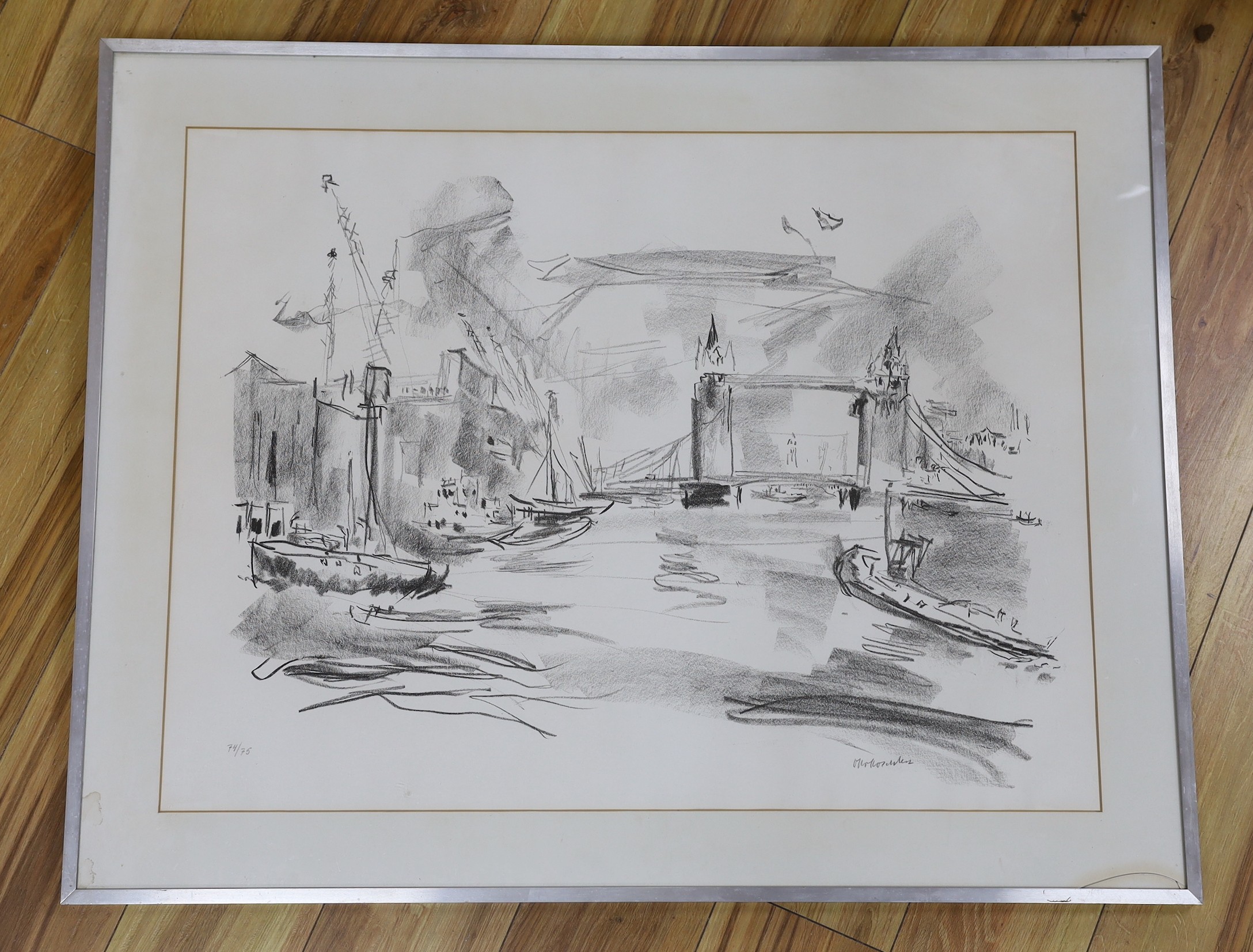 Oskar Kokoschka (1886-1980), lithograph, 'Tower Bridge', signed and numbered 74/75, 63 x 83cm